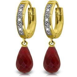 Genuine 6.64 ctw Ruby & Diamond Earrings Jewelry 14KT Yellow Gold - REF-50A2K