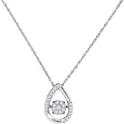 0.15 CTW Diamond Teardrop Moving Twinkle Cluster Pendant 10KT White Gold - REF-18M2H