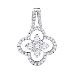 0.50 CTW Diamond Cluster Pendant 10KT White Gold - REF-31X4Y