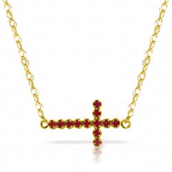 Genuine 0.30 CTW Ruby Necklace Jewelry 14KT Yellow Gold - REF-37N6R