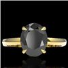 Image 1 : 5 CTW Black VS/SI Diamond Designer Inspired Solitaire Ring 18K Yellow Gold - REF-161F8N - 22056