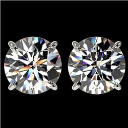 4.04 CTW Certified H-I Quality Diamond Solitaire Stud Earrings 10K White Gold - REF-1237Y5K - 36708