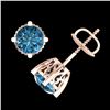 Image 4 : 1.5 CTW Fancy Intense Blue Diamond Art Deco Stud Earrings 18K Rose Gold - REF-263M6H - 38070
