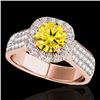 Image 1 : 1.8 CTW Certified Si/I Fancy Intense Yellow Diamond Solitaire Halo Ring 10K Rose Gold - REF-227Y3K -
