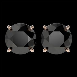 2.60 CTW Fancy Black VS Diamond Solitaire Stud Earrings 10K Rose Gold - REF-52N8Y - 36684