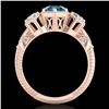 Image 4 : 1.66 CTW Intense Blue Diamond Solitaire Art Deco 3 Stone Ring 18K Rose Gold - REF-254A5X - 38056
