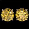Image 1 : 4 CTW Certified Intense Yellow SI Diamond Solitaire Stud Earrings 10K Rose Gold - REF-930F2N - 33140