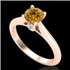 Image 1 : 0.83 CTW Intense Fancy Yellow Diamond Engagement Art Deco Ring 18K Rose Gold - REF-145T5M - 38198