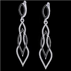 1.90 CTW Micro Pave Black & VS/SI Diamond Earrings 14K White Gold - REF-153X3T - 20092
