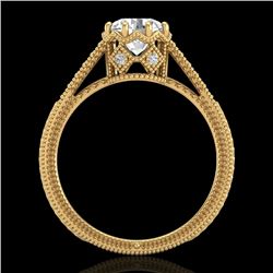 1.25 CTW VS/SI Diamond Art Deco Ring 18K Yellow Gold - REF-330M2H - 36907