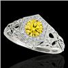 Image 1 : 1.4 CTW Certified Si/I Fancy Intense Yellow Diamond Solitaire Antique Ring 10K White Gold - REF-236N