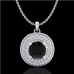 1.25 CTW Fancy Black Diamond Solitaire Art Deco Stud Necklace 18K White Gold - REF-83X6T - 38136