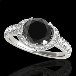 1.75 CTW Certified VS Black Diamond Solitaire Halo Ring 10K White Gold - REF-86A4X - 34453