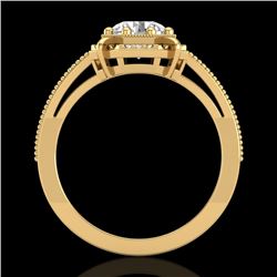 1 CTW VS/SI Diamond Solitaire Art Deco Ring 18K Yellow Gold - REF-318K3W - 36874
