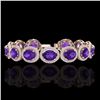 Image 1 : 24 CTW Amethyst & Micro Pave VS/SI Diamond Bracelet 10K Rose Gold - REF-360X2T - 22678