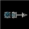 Image 2 : 1.03 CTW Certified Intense Blue SI Diamond Solitaire Stud Earrings 10K White Gold - REF-87X2T - 3659