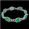 Image 2 : 25 CTW Emerald & Micro VS/SI Diamond Bracelet 14K White Gold - REF-457W3F - 23021