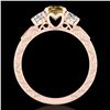 Image 4 : 1.41 CTW Intense Fancy Yellow Diamond Art Deco 3 Stone Ring 18K Rose Gold - REF-180M2H - 37764