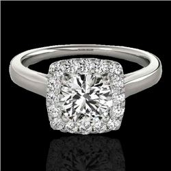 1.37 CTW H-SI/I Certified Diamond Solitaire Halo Ring 10K White Gold - REF-167W3F - 33409