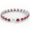 Image 4 : 37 CTW Ruby & VS/SI Diamond Eternity Tennis Micro Halo Bracelet 14K White Gold - REF-272W8F - 23438