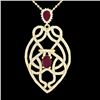 Image 1 : 3.50 CTW Ruby & Micro VS/SI Diamond Heart Necklace Designer 14K Yellow Gold - REF-179Y6K - 21251
