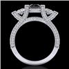 Image 4 : 2.3 CTW Fancy Black Diamond Solitaire Micro Pave 3 Stone Ring 18K White Gold - REF-200T2M - 37639