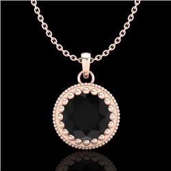 1 CTW Fancy Black Diamond Solitaire Art Deco Stud Necklace 18K Rose Gold - REF-50N9Y - 37486