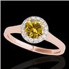 Image 1 : 1.11 CTW Certified Si/I Fancy Intense Yellow Diamond Solitaire Halo Ring 10K Rose Gold - REF-167A3X 