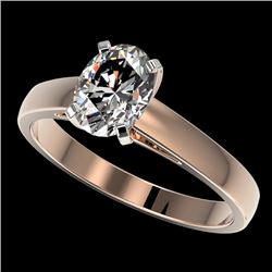 1.25 CTW Certified VS/SI Quality Oval Diamond Solitaire Ring 10K Rose Gold - REF-372M3H - 33011