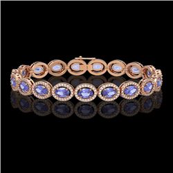 14.25 CTW Tanzanite & Diamond Halo Bracelet 10K Rose Gold - REF-273T5M - 40461