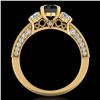 Image 4 : 2.07 CTW Fancy Black Diamond Solitaire Art Deco 3 Stone Ring 18K Yellow Gold - REF-200M2H - 37781