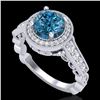 Image 1 : 1.91 CTW Fancy Intense Blue Diamond Solitaire Art Deco Ring 18K White Gold - REF-263A6X - 37684