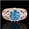 Image 2 : 2 CTW Intense Blue Diamond Solitaire Engagement Art Deco Ring 18K Rose Gold - REF-309X3T - 37979