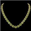 Image 1 : 48.14 CTW Peridot & Diamond Halo Necklace 10K Yellow Gold - REF-756M5H - 40582