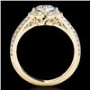 Image 2 : 2.05 CTW H-SI/I Certified Diamond Solitaire Halo Ring 10K Yellow Gold - REF-363W5F - 34479