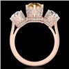 Image 4 : 3.06 CTW Intense Fancy Yellow Diamond Art Deco 3 Stone Ring 18K Rose Gold - REF-390T9M - 37393