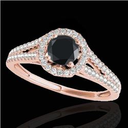 1.3 CTW Certified VS Black Diamond Solitaire Halo Ring 10K Rose Gold - REF-64H9A - 33886