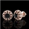 Image 2 : 2.01 CTW Fancy Black Diamond Art Deco Micro Pave Stud Earrings 18K Rose Gold - REF-143Y6K - 37731