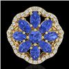 Image 2 : 3 CTW Tanzanite & VS/SI Diamond Cluster Designer Halo Ring 10K Yellow Gold - REF-67M5H - 20790