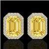 Image 1 : 8.40 CTW Citrine & Micro Pave VS/SI Diamond Halo Earrings 18K Yellow Gold - REF-73Y3K - 21223