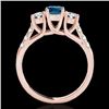 Image 2 : 3.25 CTW Si Certified Fancy Blue Diamond 3 Stone Ring 10K Rose Gold - REF-394W5F - 35454
