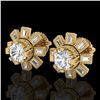 Image 1 : 1.77 CTW VS/SI Diamond Solitaire Art Deco Stud Earrings 18K Yellow Gold - REF-263W6F - 37066
