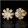 Image 2 : 1.77 CTW VS/SI Diamond Solitaire Art Deco Stud Earrings 18K Yellow Gold - REF-263W6F - 37066