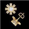 Image 4 : 1.77 CTW VS/SI Diamond Solitaire Art Deco Stud Earrings 18K Yellow Gold - REF-263W6F - 37066