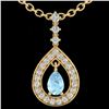 Image 2 : 1.15 CTW Aquamarine & Micro Pave VS/SI Diamond Necklace Designer 14K Yellow Gold - REF-61N3Y - 23162