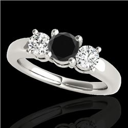 2 CTW Certified VS Black Diamond 3 Stone Solitaire Ring 10K White Gold - REF-185W5F - 35442
