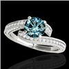 Image 1 : 2 CTW Si Certified Fancy Blue Diamond Bypass Solitaire Ring 10K White Gold - REF-227H3A - 35135