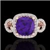 Image 1 : 3.75 CTW Amethyst & Micro VS/SI Diamond Ring 14K Rose Gold - REF-54X9T - 22996