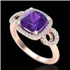 Image 2 : 3.75 CTW Amethyst & Micro VS/SI Diamond Ring 14K Rose Gold - REF-54X9T - 22996
