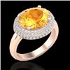 Image 1 : 4 CTW Citrine & Micro Pave VS/SI Diamond Ring 14K Rose Gold - REF-89X8T - 20910